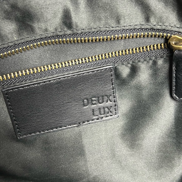 Deux Lux Woven Handle Black Tote Bag - Picture 2 of 11